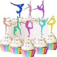 16/32/48Pcs Glitter Ballet Girls Cake Toppers Women's Rhythmic Gymnastics Sports Birthday Party Supplies Dancer Cake Decorations
