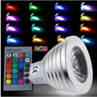 Newest MR16 3W RGB LED Light Bulb Lamp Spotlight RGB 16 Color Change +24Keys Remote Controller AC/DC 12V