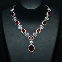 Jewelry made of rubies: oval earrings, red jewelry sets, ladies' artificial gemstone pendant necklaces/earrings/rings/hand brace