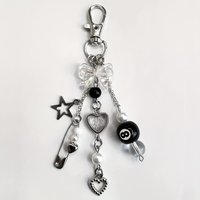 Chic Handmade Beaded Keychain for Men Women Punk Style with Lobster Clasp Featuring Star Heart Charms Fashion Accessory