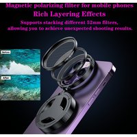 52mm CPL Magnetic Filter for Phone, Universal Circular Polarizer Lens for Magsafe, for Glare Reduction, Photography Accessory