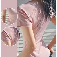 Women's Quick Dry Mesh Sports Top round Neck Pullover Short Sleeve Fitness Yoga T-Shirt Breathable Workout Shirt