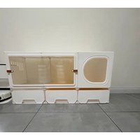 Large Transparent Cat House Cage - Drawer Type Partition Enclosure with Storage Room for Pet Cats Kittens Habitat
