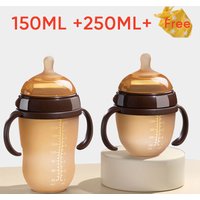 Silicone Nano Baby Bottle Feeding Bottles with Handle for Baby Weaning Anti-Choking Nipple Bottle for Baby 0-9 Month 150ML/250ML