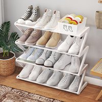 4-tier stainless steel shoe rack that saves space and is suitable for wardrobes, entryways, bedrooms, floors, and outdoor use