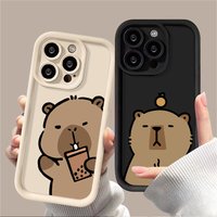 Cartoon Cute Capybara Case For iPhone 16 15 14 13 12 11 Pro Max X XS X S Max XR SE 2020 7 8 Plus Shockproof Soft Silicone Cover
