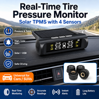 Solar TPMS Tire Pressure Monitoring System Wireless LCD Display with 4 Sensors for Car SUV Truck