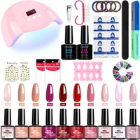 Limegirl Nail Gel Polish Set with UV Lamp 10 Colors Gel Polish Manicure Salon Tools Kit for Nail Art with Base Coat and Top Coat