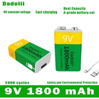 Versatile Rechargeable 9V 1800mAh Li-ion Battery with Micro USB for Multimeter Microphone Remote Control KTV