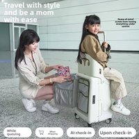 Luggage Suitcase That Kidsren Can Ride On, 20inch Multi-Functional Travel Suitcase for Boarding, a Must-Have for Moms, Trolley Suitcase with Customs Lock