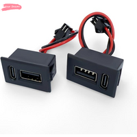 Y-1Pcs Power Phone Socket With Cable Connector USB Female Base Type-C Double-Layer Socket Lamp Charging Socket
