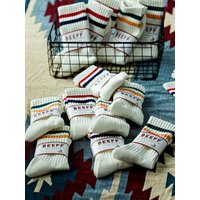 Beef "Take Ivy" American Ivy League College Style Mid-Calf No-Show Towel Bottom Double-Bar Long Socks for Men And Women