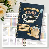 Spiral-bound Cleaning Planner Designed for ADHD Individuals, Featuring a Color-coded Schedule, Assisting Households, Offices