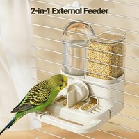 2 in 1 Bird Feeder Water Dispenser Adjustable Cage Mount Gravity Seed Water Feeder for Parakeet Cockatiel Budgie Small Parrots