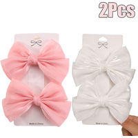 2Pcs Pearlescent Bow Hair Clip Glitter Shiny Hairpin For Girls Children Korean Style Headwear Accesories School Daily Party Gift
