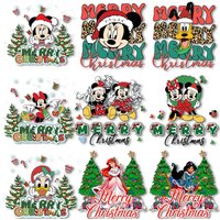 Christmas Mickey Minnie Princesses Iron on Decals Heat transfer Stickers on Clothes DIY Tshirts Thermal Patches
