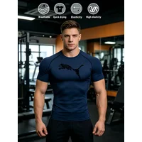 Men Print Compression Running T Shirt Fitness Tight Short Sleeve Tshirt Training Jogging Shirt Gym Sportswear Quick Dry Rashgard