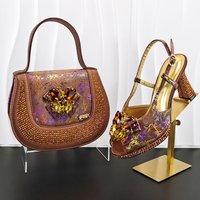Exquisite HandBag With Peep Toe Shoes Sexy Match Set High-Heeled Shoes Fashion Ladies Shoes Stylish Peep Toe Party Design 63-9