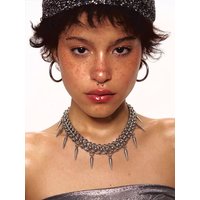 Personalized Punk Grunge Rock Spike Chain Cool Fashion Handmade Geometric Necklace Goth Y2k Charm Jewelry Hip Hop Accessories