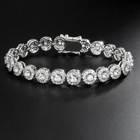 Hiphop/Rock Trendy Round Zirconia Tennis Bracelets For Fashion Men Women Gold Color Crystal Wristlet Jewelry Bangles