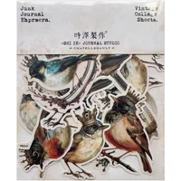 Retro Crown Bird Album Decoration Stickers Vintage Materials Animal And Plant Diary Junk Journal Sticker