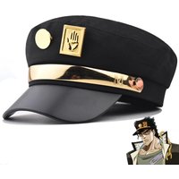 Anime JoJo's Bizarre Adventure Kujo Jotaro Cosplay Cap Unisex Adult Metal Badge Hat Prop
