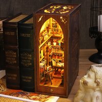 DIY Book Nook Insert Kits Wooden DollHouse Building Toys Magic House Casa Bookend With LED Lights Bookshelf Home Decoration Gift