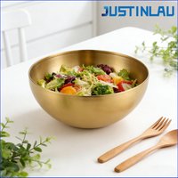 JUSTINLAU 15/20/25CM Golden Fruit Salad Bowls 304 Stainless Steel Large Capacity Food Container Mixing Bowl Home Use Kitchenware