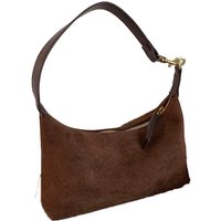 High-end Casual Shoulder Bag for Women Solid Color Commuting Suede Crossbody Bags Korean Style Large Capacity Zipper Handbags
