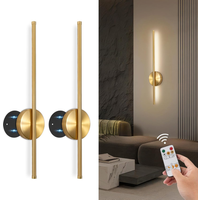 1PC/2PCS Battery Operated Wall Sconces Wireless Golden Rechargeable Lamp with Remote Control Dimmable Cordless Wall Light Decor