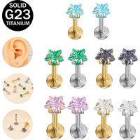 ZS 1PC 16G G23 Titanium Lip Labret Piercing Star Shape Lip Ring Tragus Helix Earrings Cartilage Earring Body Jewelry 16G/18G/20G