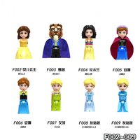 8Sets Girl Princess Fairy Tale Anna Elsa White Snow Little Mermaid Model Blocks Construction Building Bricks Toys For Children