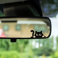 Cute Cat Car Rearview Mirror Sticker Side Window Funny Kitten Decal Xmas Gift Waterproof Vinyl Auto Styling Exterior Accessories