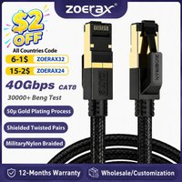 ZoeRax Cat8 câble Ethernet 0.3-30M 40Gbps 2000MHz RJ45 CAT8 réseau Nylon tressé Internet Lan cordon pour ordinateur portable PS 5/4 routeur