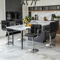 new Set of 4 Adjustable PU Leather Bar Stools with Armrests, Counter Height Chairs featuring Thickened Seats