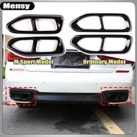 2Pcs Glossy Black Steel Car Exhaust Muffler Pipe Tip Cover Trim For BMW 7 Series F01 G11 G12 730 740 750li 2009-2022 Accessories