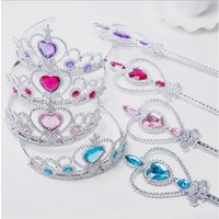 2Pcs Sweet Princess Tiara Crown Headband for Girls, Rapunzel Elsa Cosplay Hair Jewelry with Magic Tights Party Gift Accessories