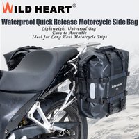 WILD HEART 25L Waterproof Motorcycle Side Bag Quick Release Rear Seat Bag Rack Pannier Touring Riding Gear