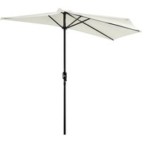 2.7m Garden Half Parasol, Outdoor Balcony Umbrella with 5 Steel Ribs, Patio Sun Shade, Cream White