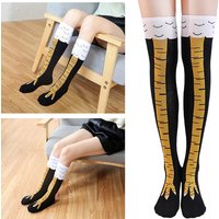 Womens Novelty Funny 3D Chicken Leg Socks High Cartoon Animals Thigh Stocking
