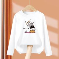 Childrens Spring Autumn T-shirt Human Pyramid Cat Cartoon Shirt Boys Girls Long Sleeved Top Cotton Clothing