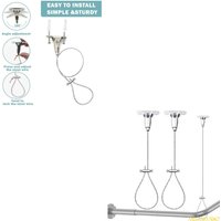2PCS Stainless Steel Ceiling Hanging Systems Adjustable Shower Rod Support Brackets Wire Rope Suspension Holder 831F