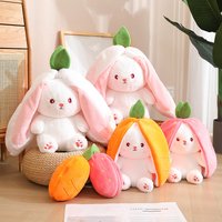 20-45cm New Strawberry Rabbit Plush Toys Kawaii Soft Bunny Hiding in Carrot Bag Stuffed Doll Novel Gifts for Children Room Decor