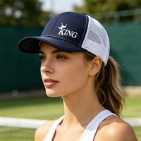 Richardson Micro Bent Baseball Hat Outdoor 'KING' Print Mesh Duck Tongue Hat Sunshade Breathable Mesh Hat Truck Driver Hat