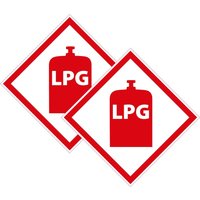 2 X LPG Warning Sticker Caravan, Motorhome, Campervan Vehicle Van Creative Car Sticker High Quality Vinyl Cover Waterproof PVC