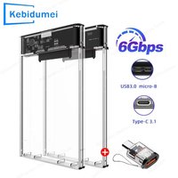 KEBIDUMEI 2.5 Inch HDD SSD Case SATA to USB 3.1 Type C 4TB Transparent External Hard Drive Case Compatible UASP SATA III Laptop