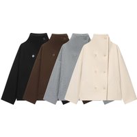 Neue Damenmode Außenhandel Winter Casual Vielseitig Hoher Kragen Schnalle Lose Nizi Top