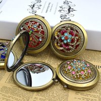 New Hot Folding Pocket Mirror Round Compact Double-sided Vintage Hollow Makeup Mirrors