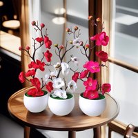 30 cm Artificial Plants Bonsai Small Tree Simulation Pot Plants Fake Flowers Table Potted Ornaments Home Decoration Hotel Garden