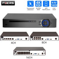 Fuers Poe System Video Surveillance Security System Kit H.265 4CH 8CH 16CH Surveillance CCTV Face Audio Video Recorder